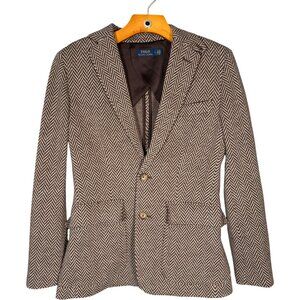 Polo Ralph Lauren Cotton Wool Brown Herringbone Blazer Preppy Heritage 4
